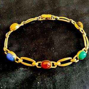 Handcrafted Stone and Silver Toned Bracelet